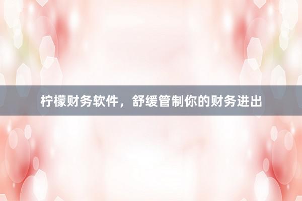 柠檬财务软件，舒缓管制你的财务进出